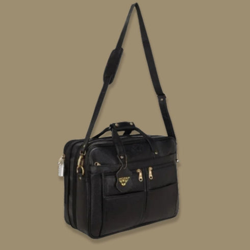 Nakul Genuine Leather Multiple Pocket Laptop Bag Mozri